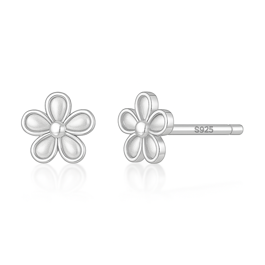 Boucles d'Oreilles Puces Argent 925 Petites Fleurs