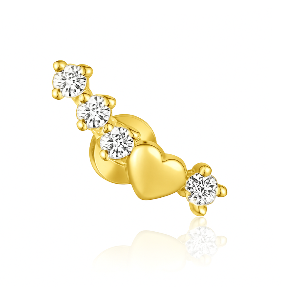 Ajoutez une touche de romance et de raffinement à votre style avec cette boucle d'oreille unique en argent 925 doré à l'or fin, ornée d'une chaîne de 4 zircons scintillants et d'un cœur délicat. La chaîne de 4 zircons et le cœur, symboles d'amour et de lumière, mesurent une longueur totale de 1,5 cm, créant une harmonie parfaite entre élégance et sophistication. Le doré à l'or fin de l'argent 925 apporte une brillance éclatante et un éclat intemporel, mettant en valeur le design délicat et romantique.