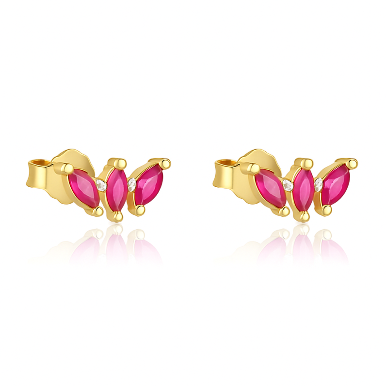 Apportez une touche de glamour rétro à votre look avec ces boucles d'oreilles en argent 925 doré à l'or fin, au style rétro. Chaque boucle est décorée de trois pétales&nbsp;zircons de couleur saphir, créant une élégance intemporelle et sophistiquée.