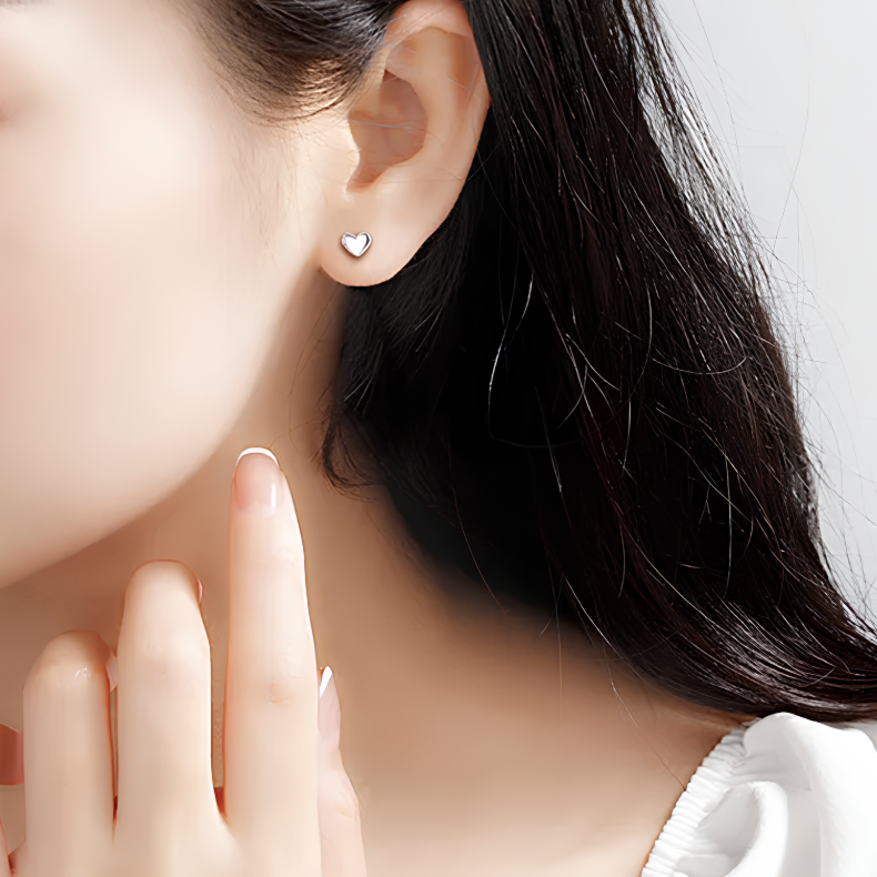 Boucles d'Oreilles Puces Argent Fin 999 Petits Coeurs