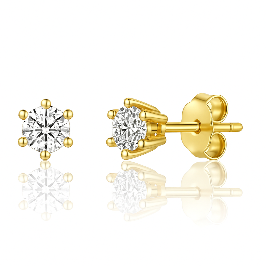 Apportez une touche d’élégance et de raffinement à votre look avec ces boucles d'oreilles clous en argent 925 doré à l'or fin, ornées d’un zircon étincelant. Le doré à l'or fin de l'argent 925 confère une brillance chaude et intemporelle, tandis que le zircon ajoute un éclat subtil, parfait pour sublimer votre style au quotidien, offrant un design délicat et sophistiqué.