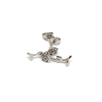 Boucles d’oreilles puces argent 925 rose feuille et pétales