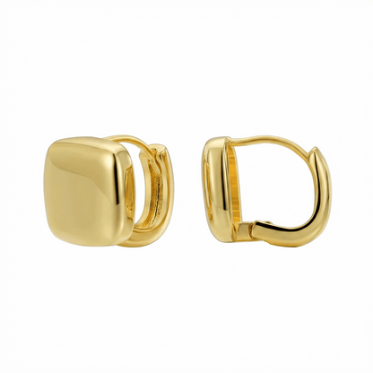 Boucles dorées à l’or 18k effet miroir, format compact 1,1 cm, design minimaliste, élégantes pour un usage quotidien