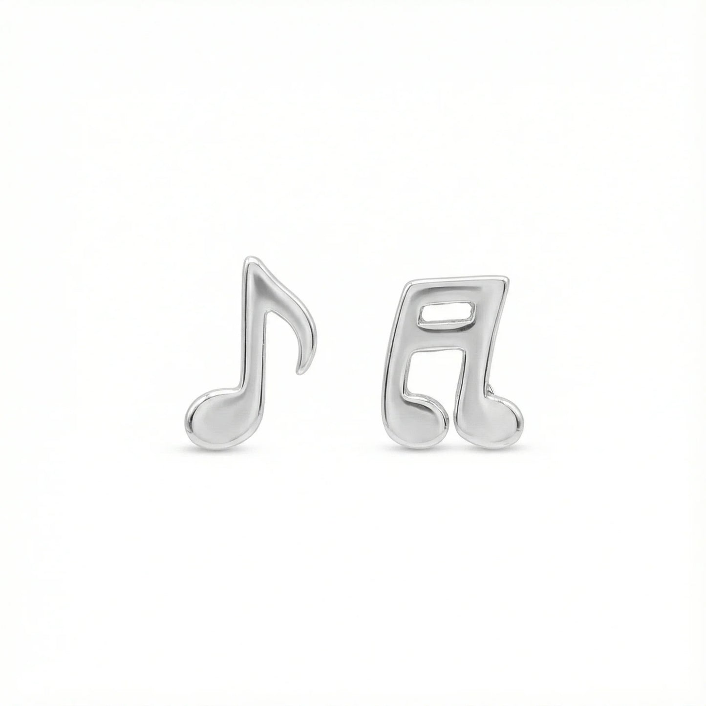 Boucles d’oreilles clous en argent 925 en forme de notes de musique, bijou original au design minimaliste