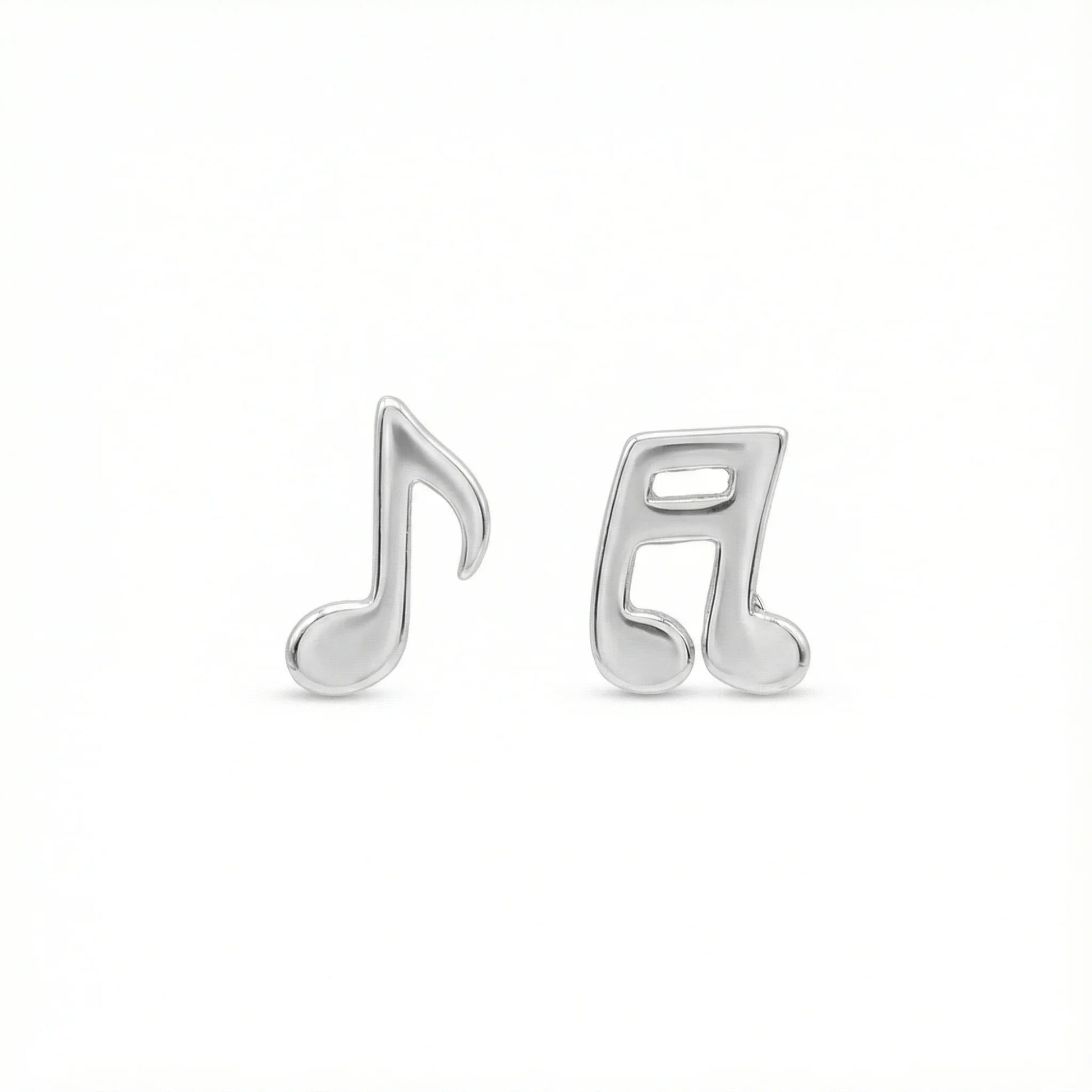 Boucles d’oreilles clous en argent 925 en forme de notes de musique, bijou original au design minimaliste