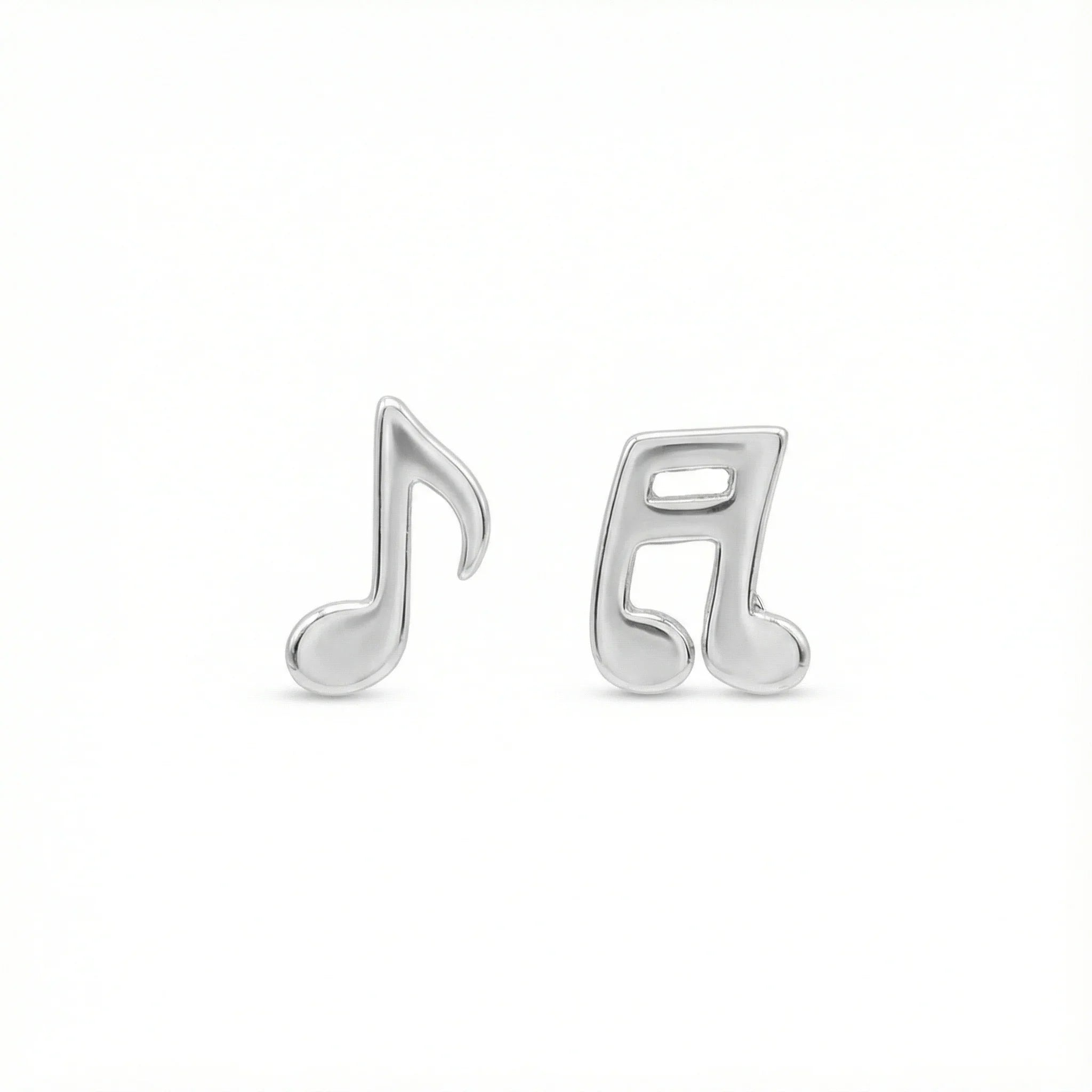 Boucles d’oreilles clous en argent 925 en forme de notes de musique, bijou original au design minimaliste