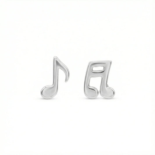 Boucles d’oreilles clous en argent 925 en forme de notes de musique, bijou original au design minimaliste