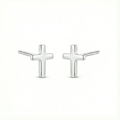 Boucles d’oreilles clous en argent 925 en forme de croix, bijou sobre et intemporel pour femme