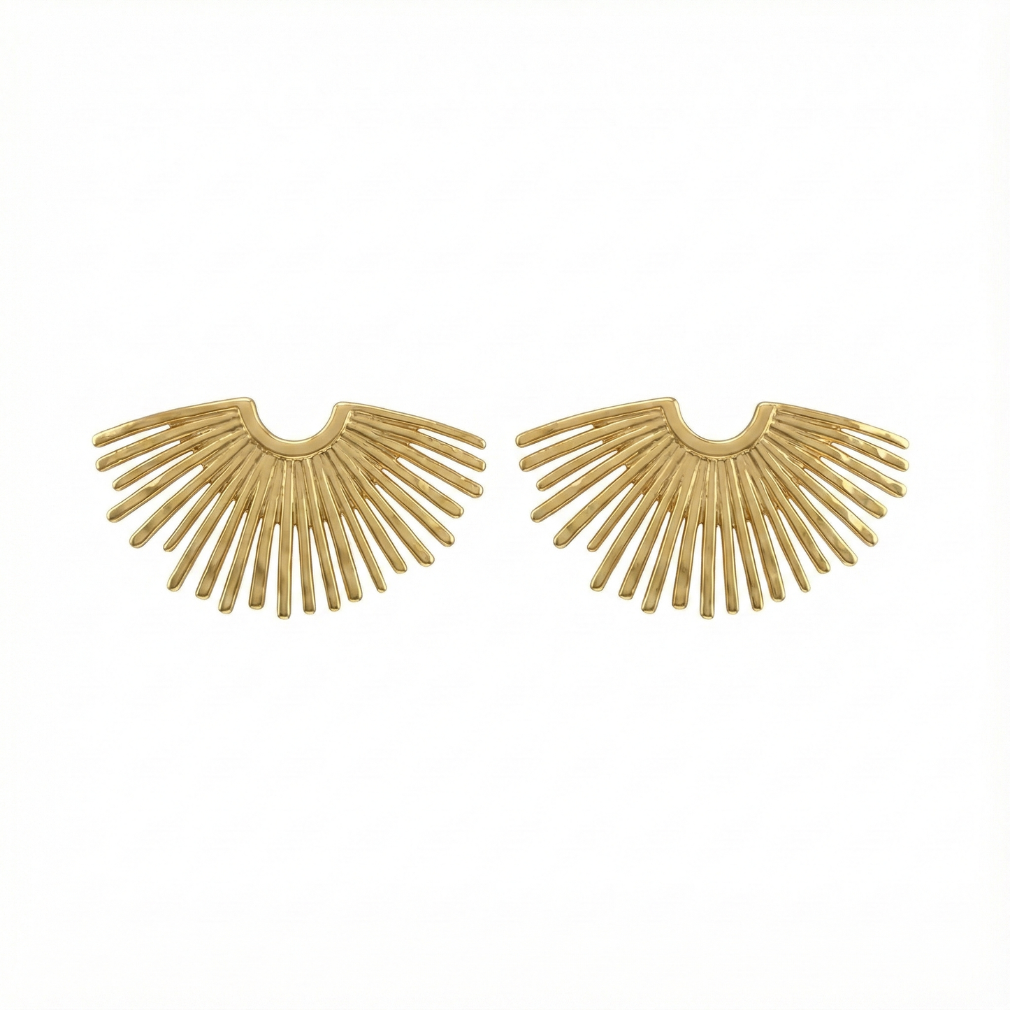 Boucles d’oreilles éventail solaire en acier inoxydable doré