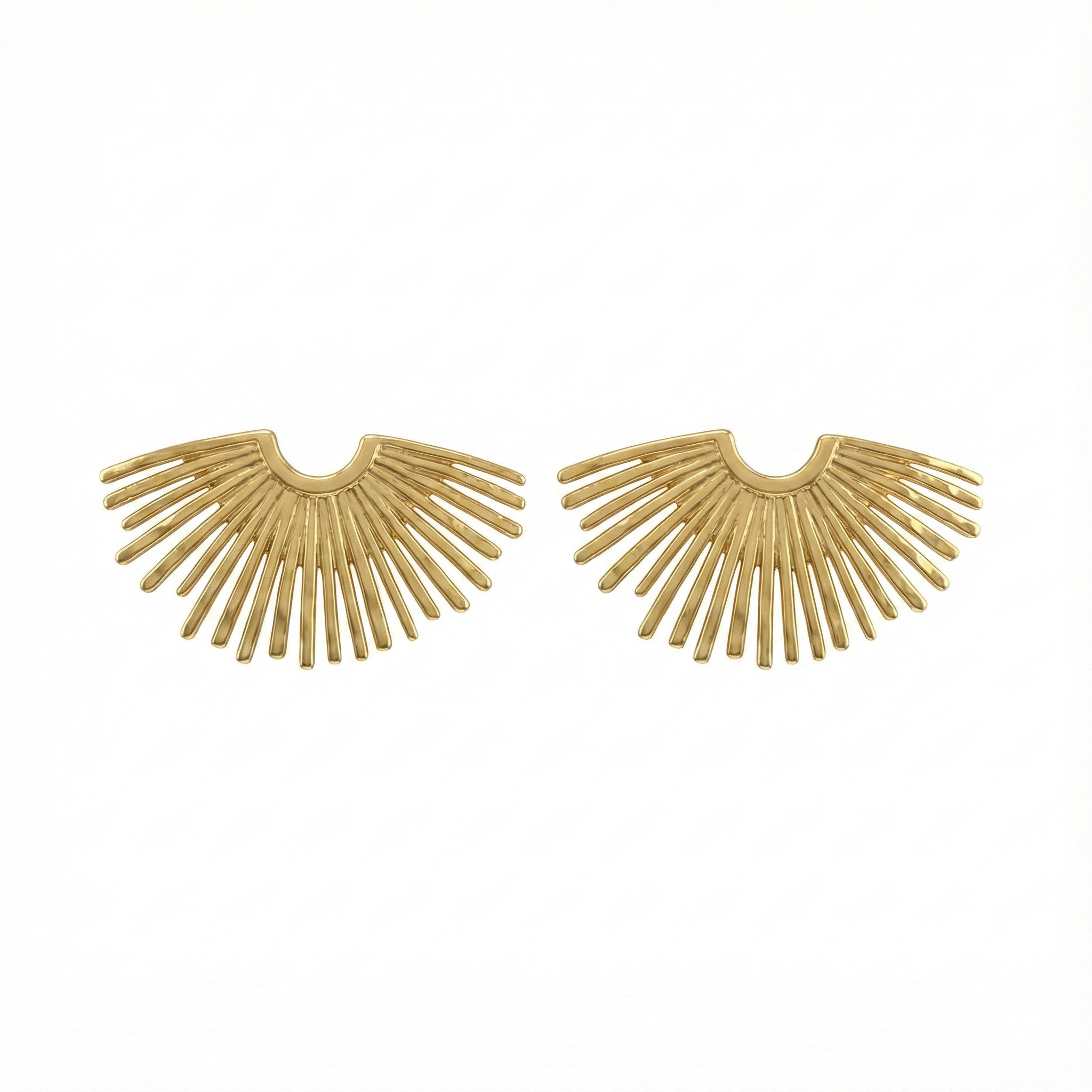 Boucles d’oreilles éventail solaire en acier inoxydable doré