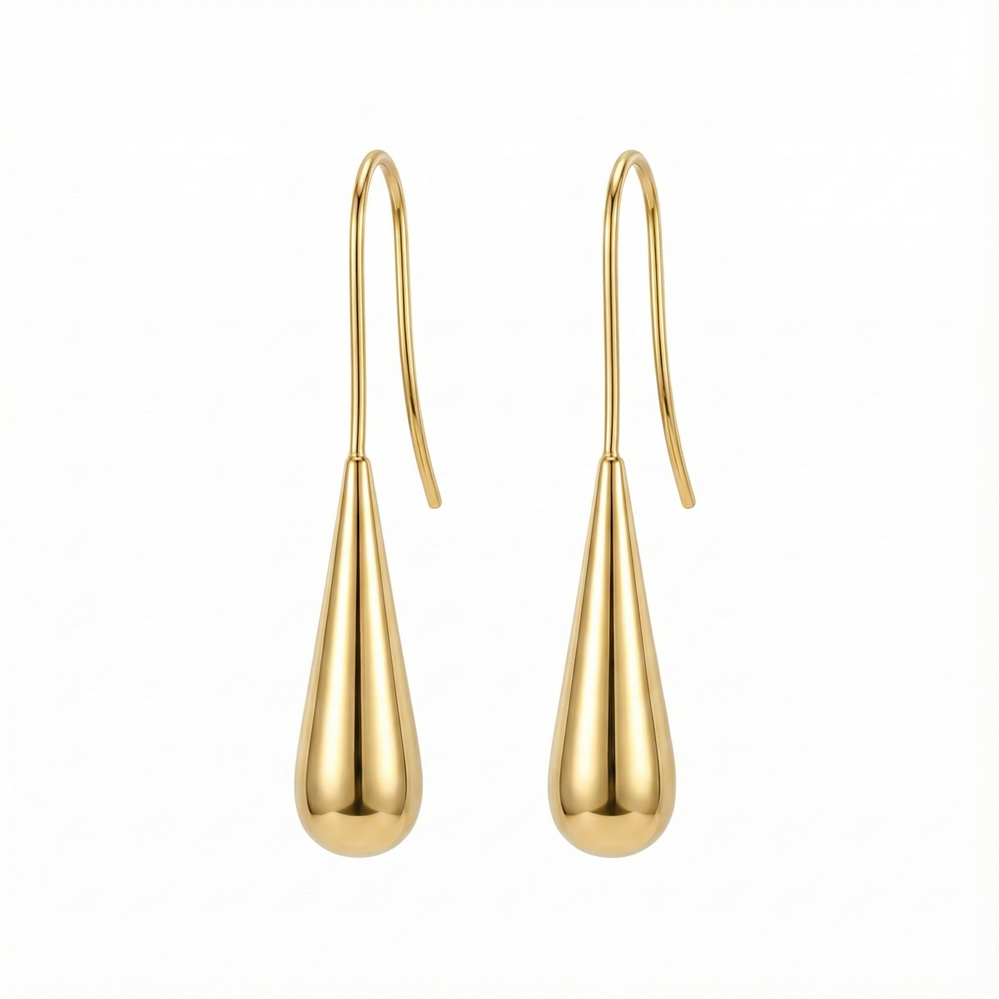 Boucles d'oreilles tendance forme goutte d'eau (style chunky) en acier inoxydable doré, le bijou sculptural viral du moment.