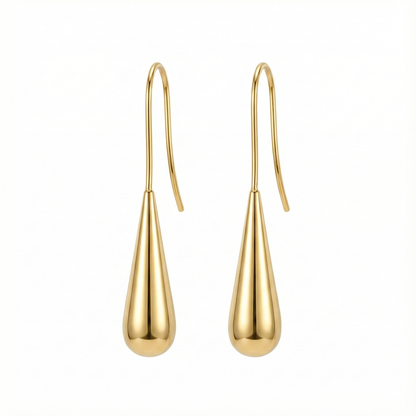Boucles d'oreilles tendance forme goutte d'eau (style chunky) en acier inoxydable doré, le bijou sculptural viral du moment.