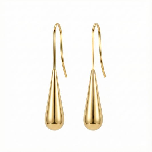 Boucles d'oreilles tendance forme goutte d'eau (style chunky) en acier inoxydable doré, le bijou sculptural viral du moment.