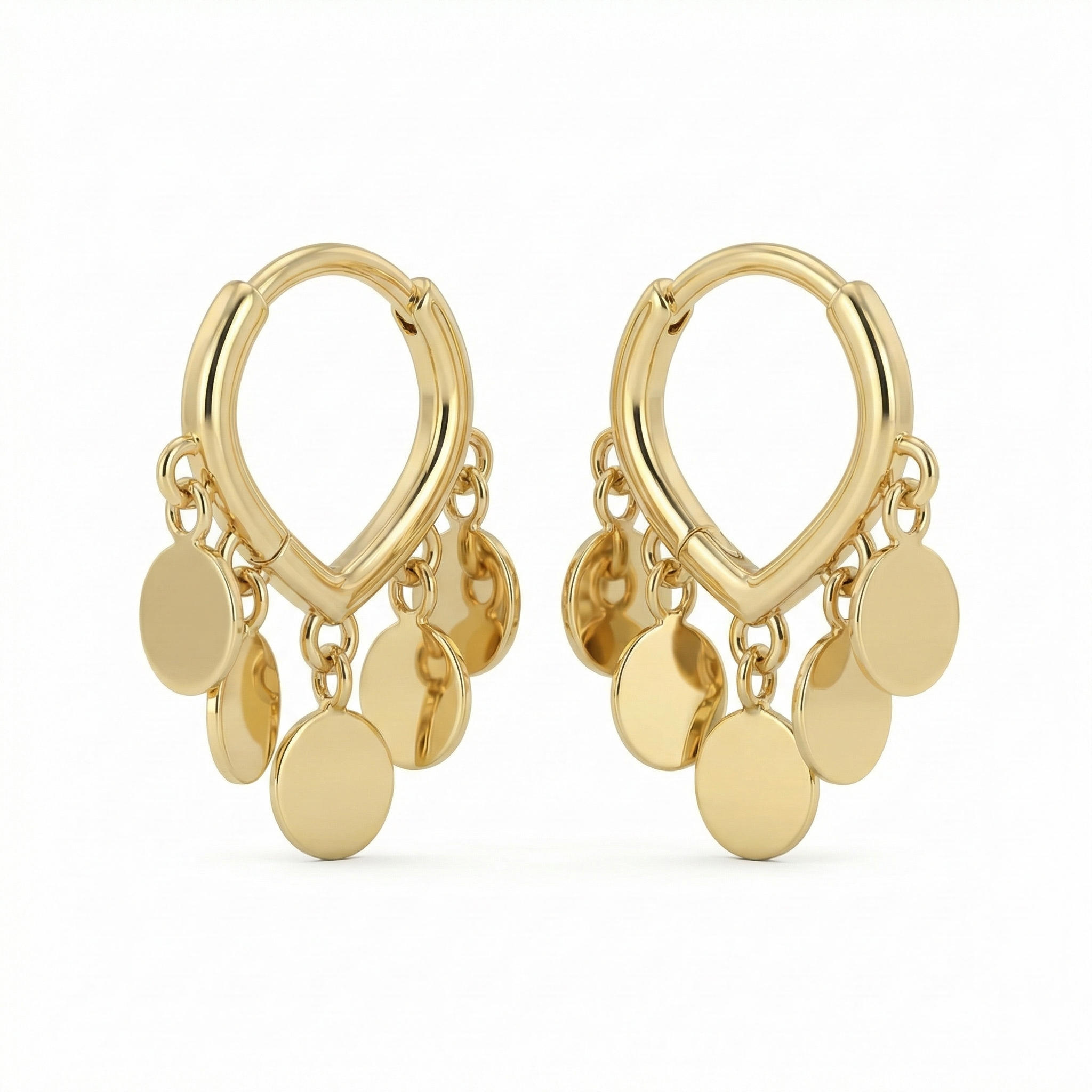 Boucles d’oreilles pendantes dorées or 18k en forme de goutte ajourée avec pastilles ovales mobiles, bijou bohème lumineux et féminin