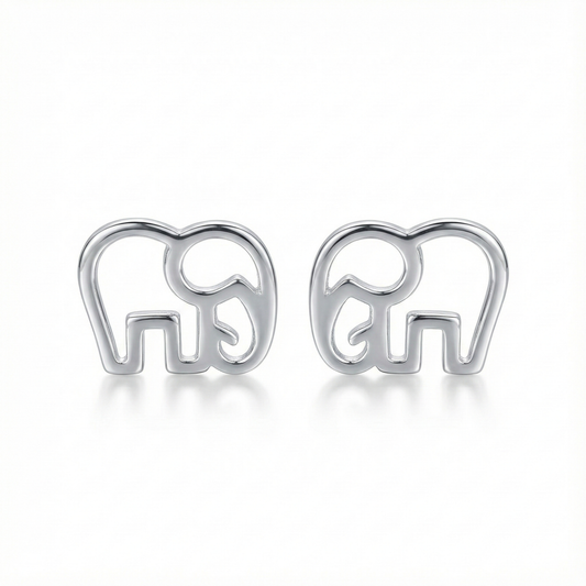 Petites boucles d'oreilles puces éléphant en argent 925, bijou mignon idéal pour femme ou enfant (fille).