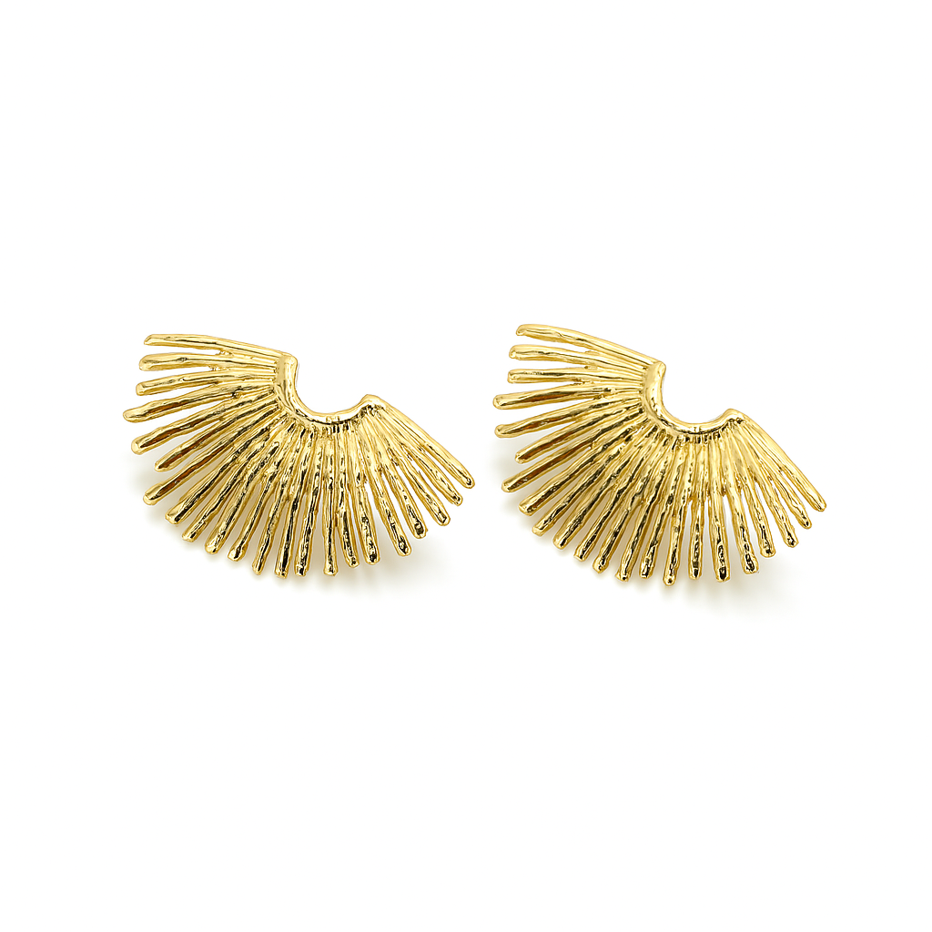 Boucles d'Oreilles Acier Inoxydable Doré Ailes Solaires Rayonnement Puissance