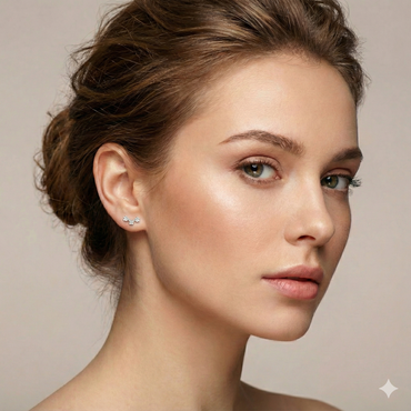 Puces d'oreilles motif trio de fleurs en argent pur 999 (argent fin), bijou floral hypoallergénique haute qualité.