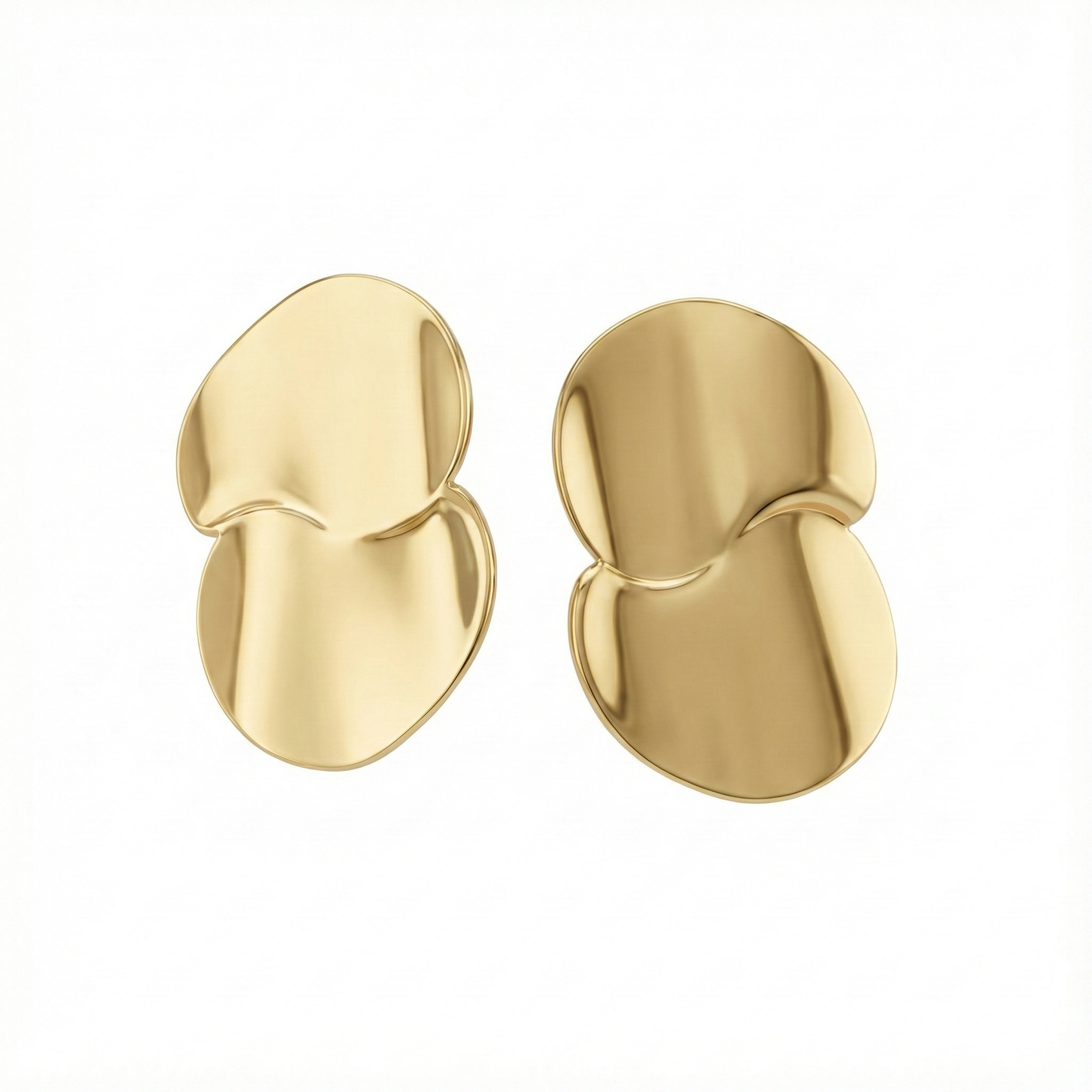 Boucles d’oreilles sculpturales organiques en acier inoxydable doré