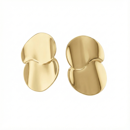 Boucles d’oreilles sculpturales organiques en acier inoxydable doré