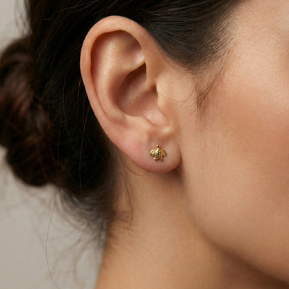 Boucles d’oreilles tortue en acier inoxydable couleur doré