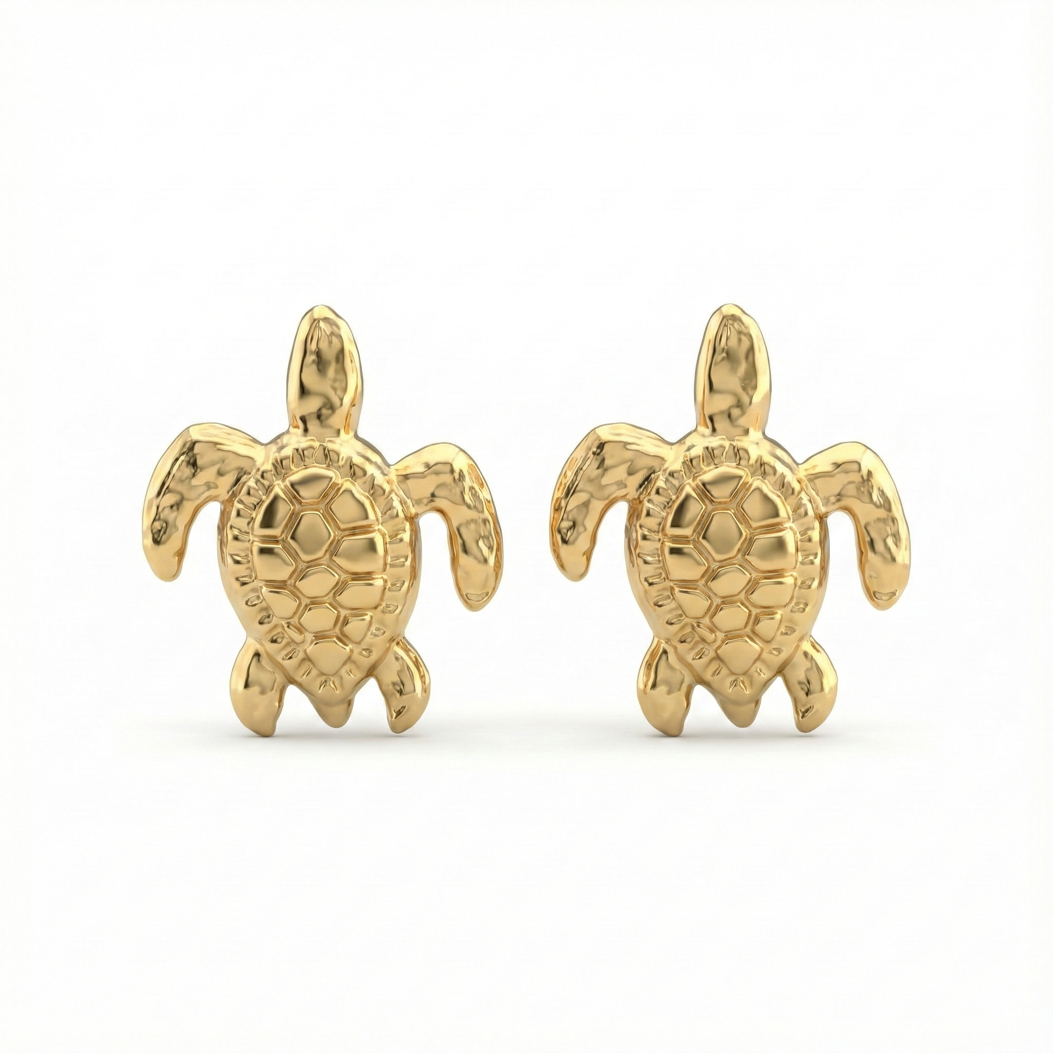 Boucles d’oreilles tortue stylisée en acier inoxydable doré