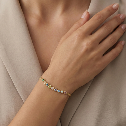 bracelet acier inoxydable doré arc-en-ciel multicolore vue large