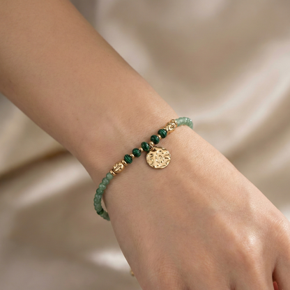 bracelet acier inoxydable doré malachite pendentif doré