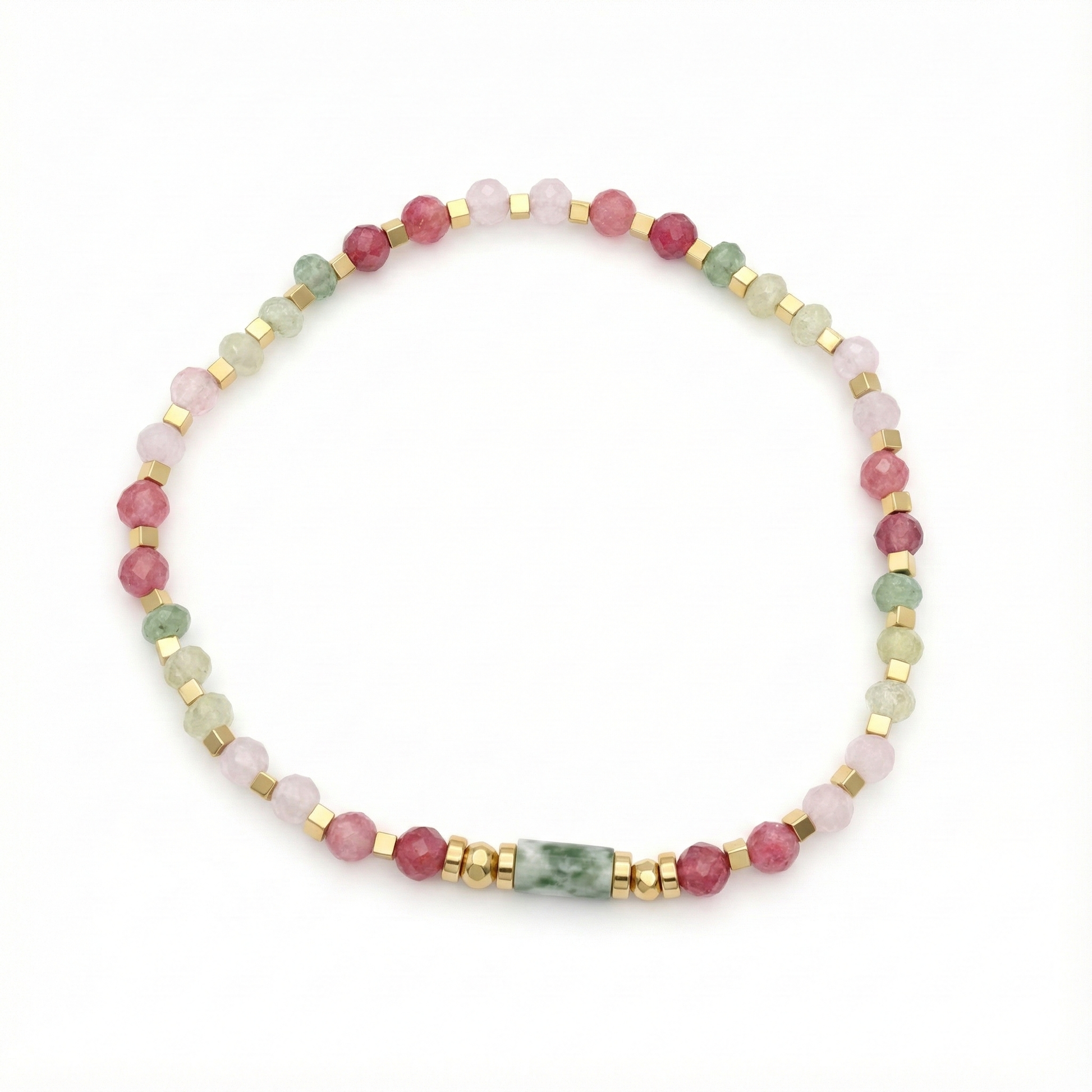 bracelet acier inoxydable doré perles colorées turquoise africaine vue large