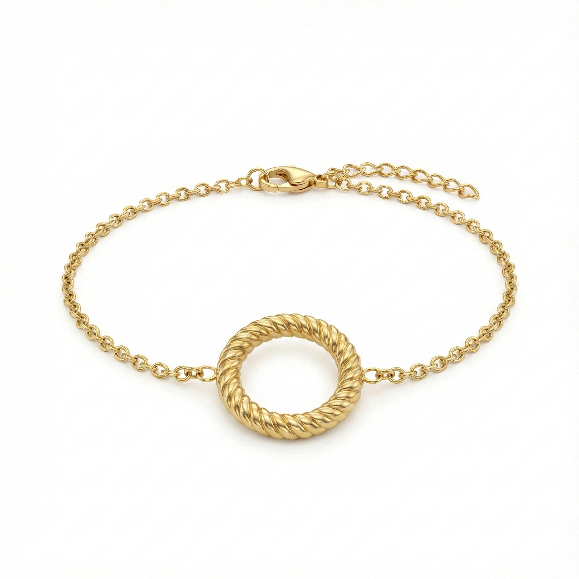 Bracelet fin en acier inoxydable couleur or avec anneau torsadé