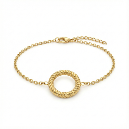 Bracelet fin en acier inoxydable couleur or avec anneau torsadé