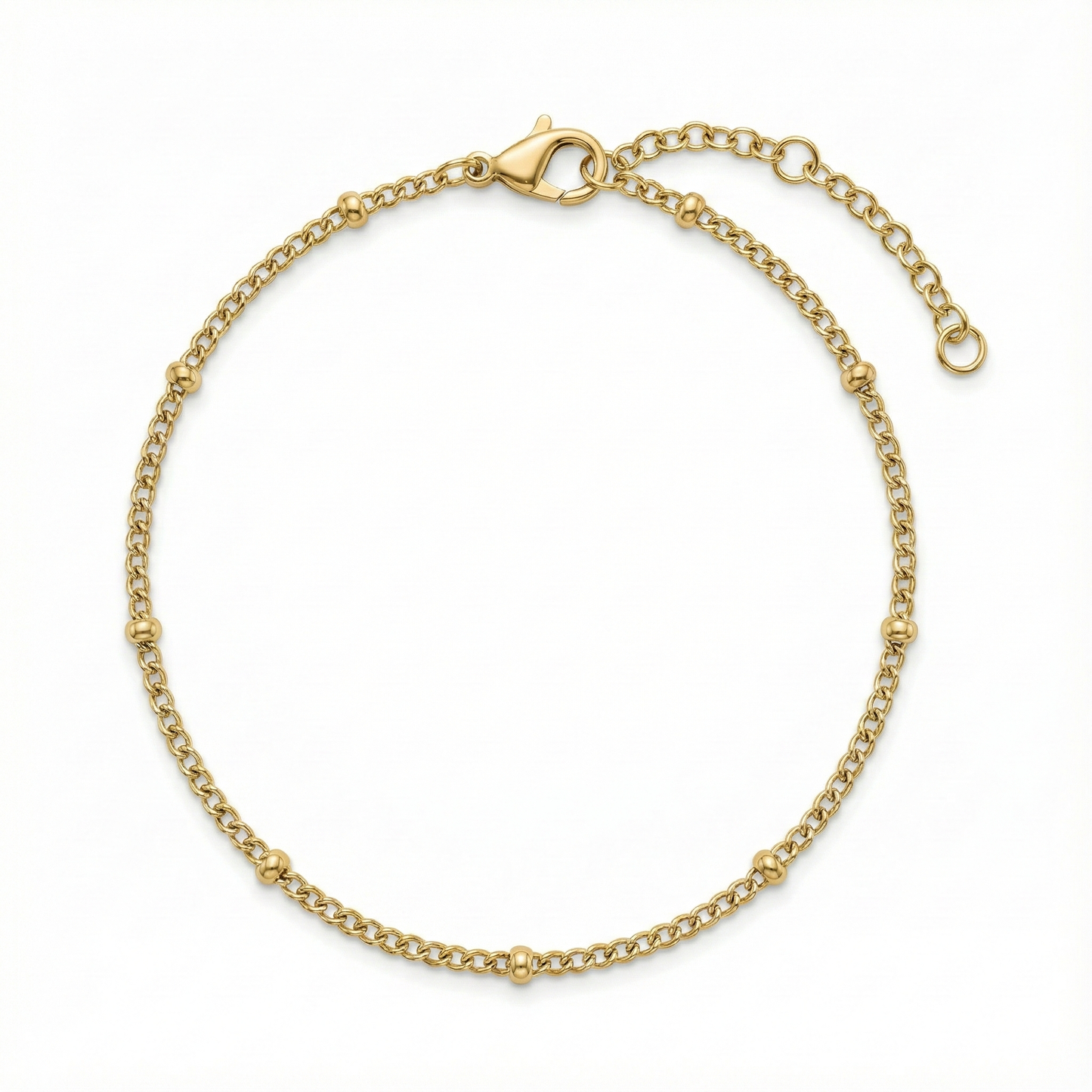 Bracelet fin perlée doré 14K en acier inoxydable