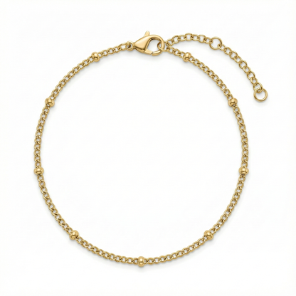 Bracelet fin perlée doré 14K en acier inoxydable