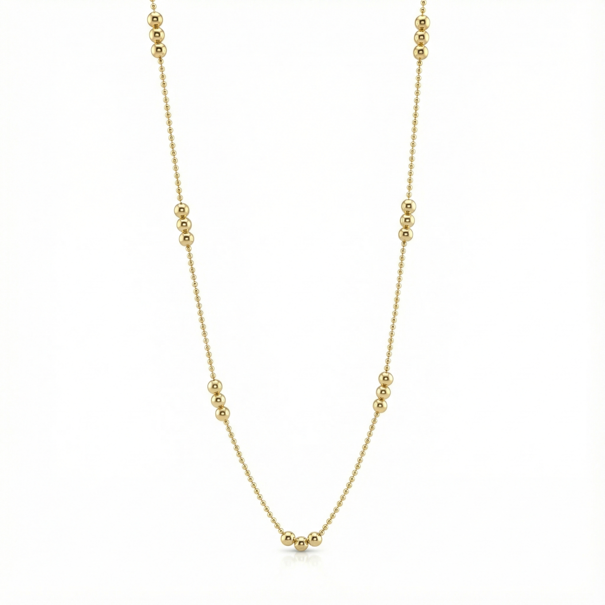 Collier fin à chaîne micro-billes dorées