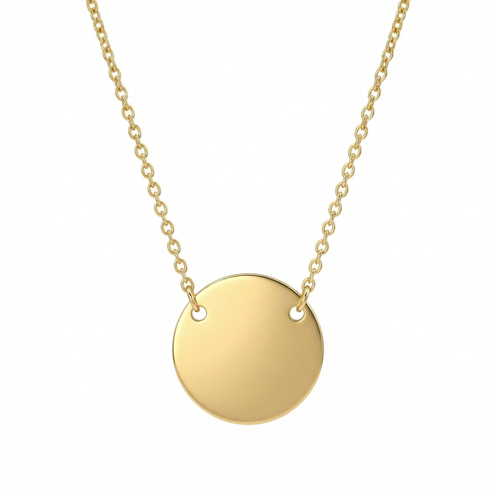 Collier doré en acier inoxydable avec médaille ronde lisse minimaliste