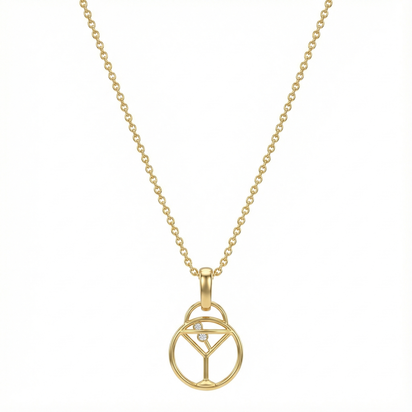 Collier doré à l’or 18k avec pendentif verre à cocktail ajouré