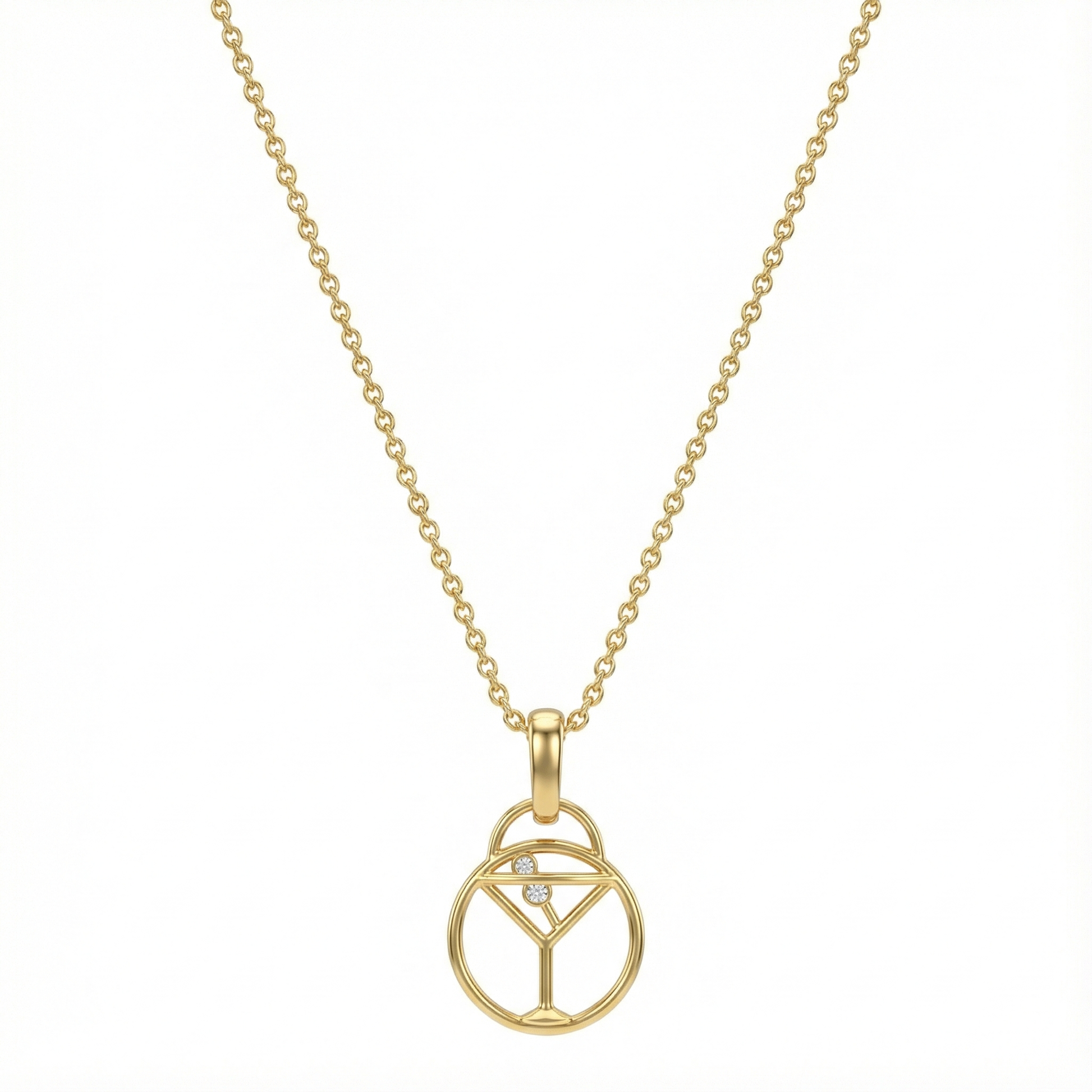 Collier doré à l’or 18k avec pendentif verre à cocktail ajouré