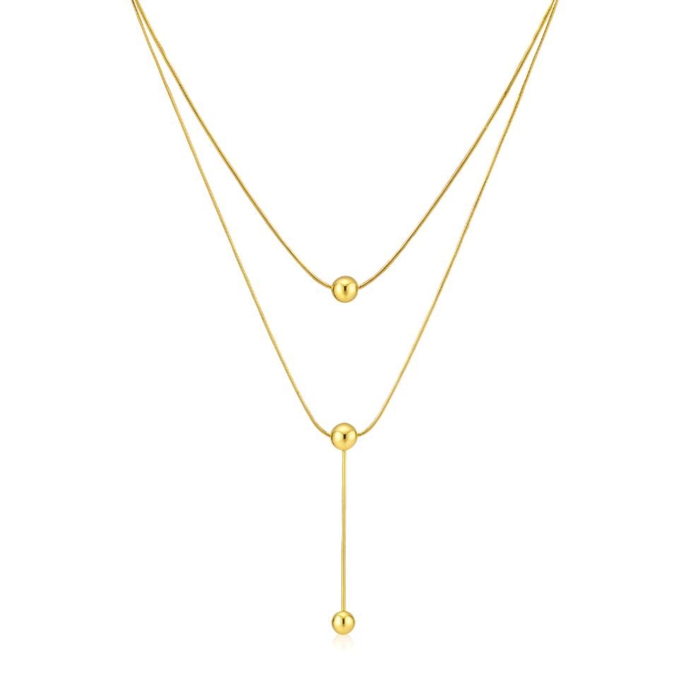Collier Acier Inoxydable Doré Double Rang Minimalisme