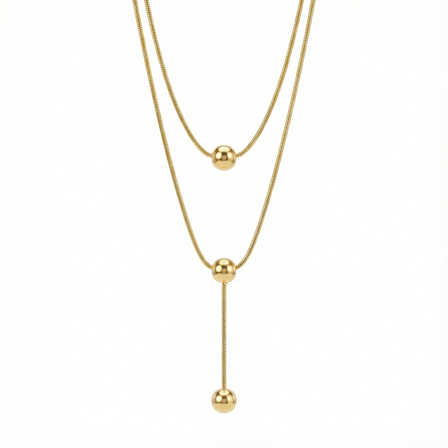 Collier double rang minimaliste en acier inoxydable doré