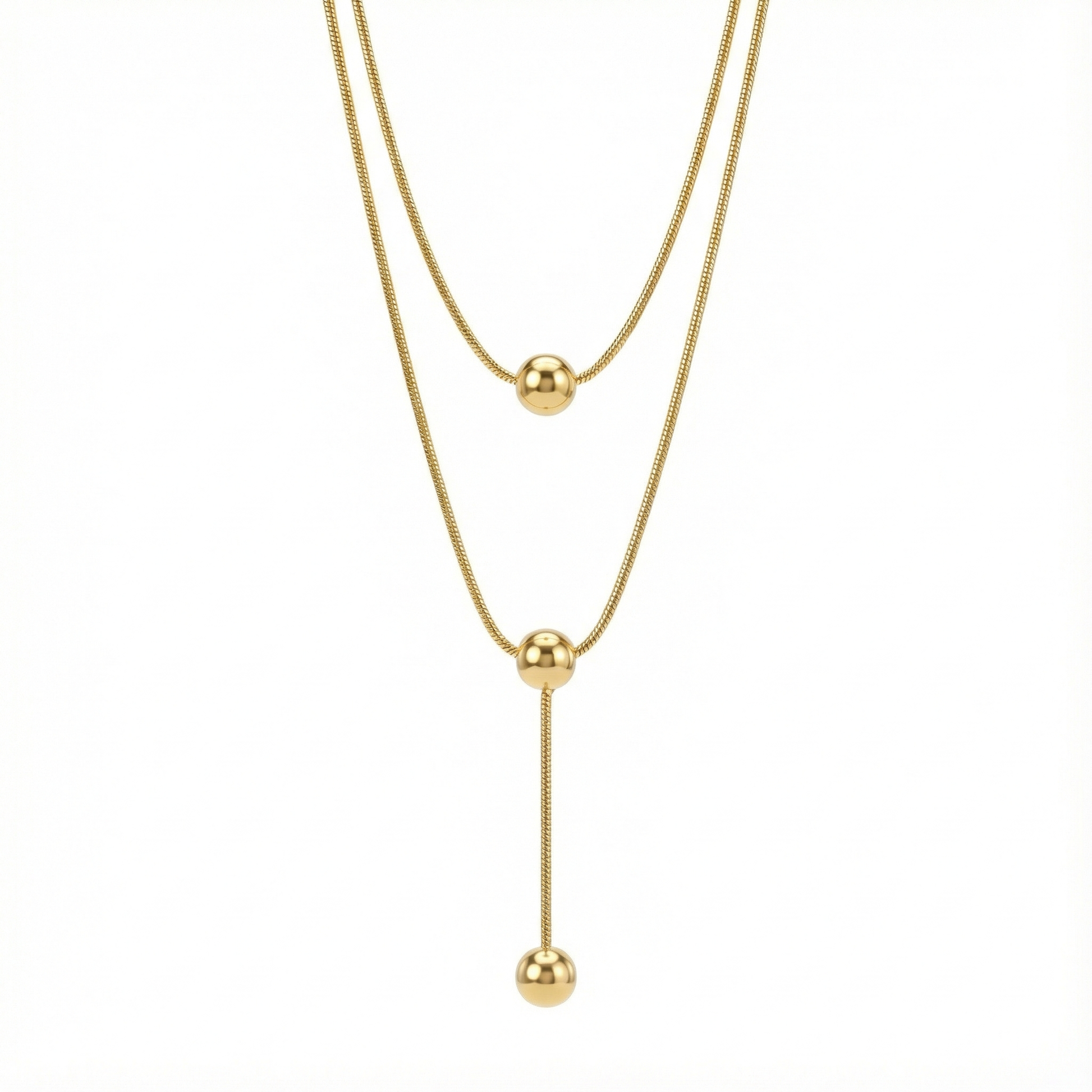 Collier double rang minimaliste en acier inoxydable doré