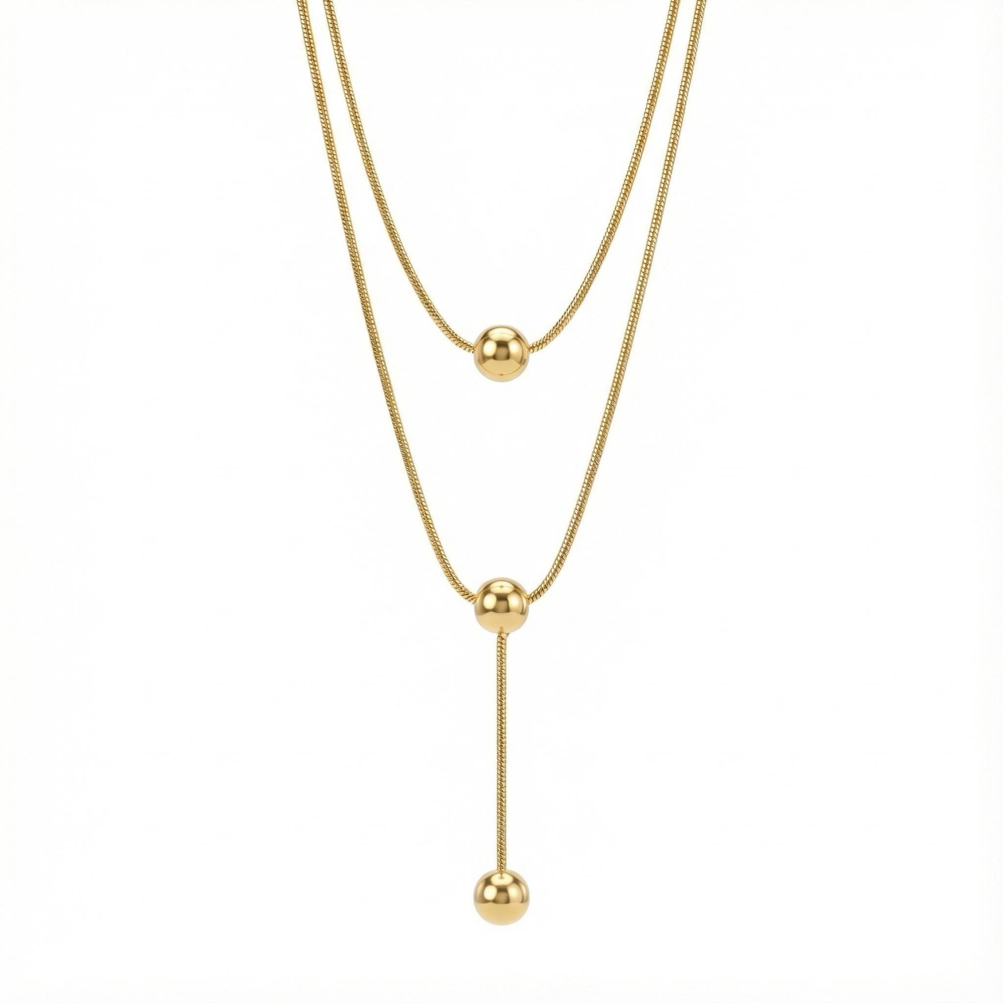 Collier double rang minimaliste en acier inoxydable doré