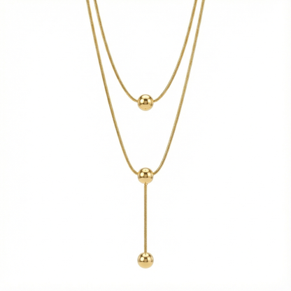 Collier double rang minimaliste en acier inoxydable doré