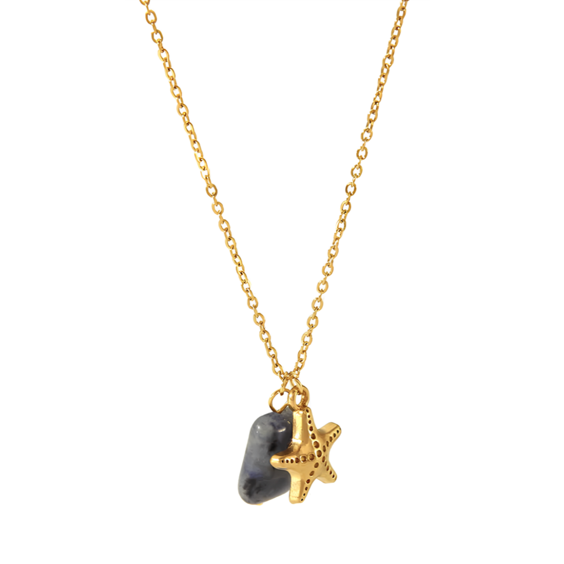 Ce collier étoile de mer en acier inoxydable doré, accompagné d’une pierre bleue brute, est une invitation au lâcher-prise et à la connexion avec l’océan. Une pièce légère et vibrante, entre force minérale et poésie marine.

Matériau : Acier inoxydable doré, pierre bleue synthétique, hypoallergénique, résistant à l’eau et à l’oxydation.