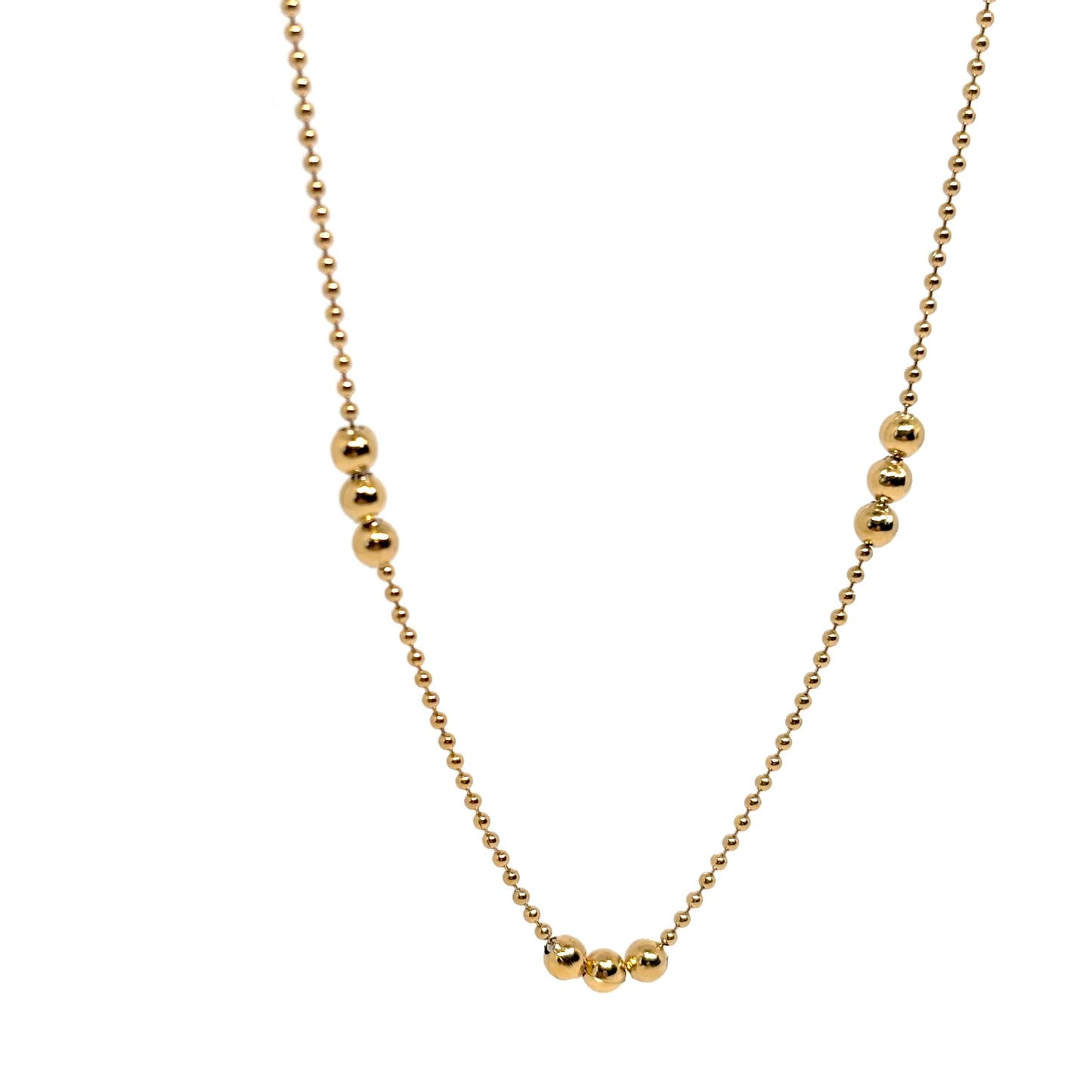 collier femme en acier inoxydable doré avec petites perles dorées sur chaîne ras-du-cou 42 +5,5 cm, bijou minimaliste discret et élégant à porter au quotidien 