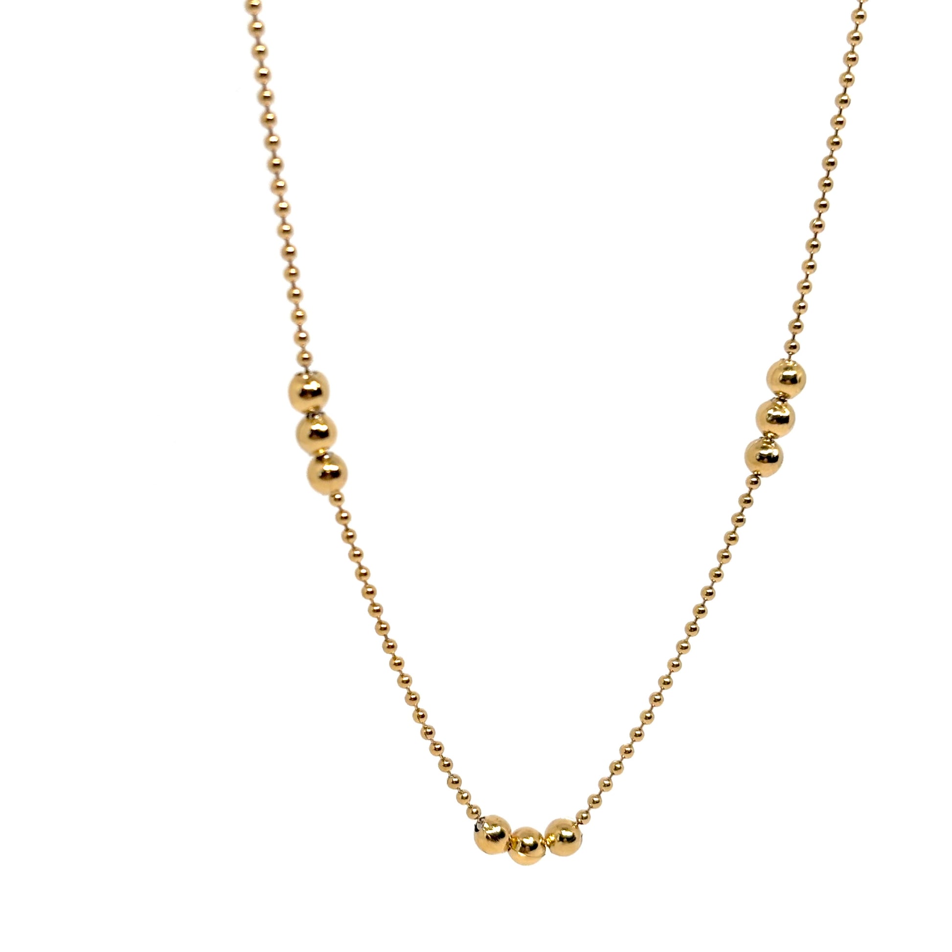 collier femme en acier inoxydable doré avec petites perles dorées sur chaîne ras-du-cou 42 +5,5 cm, bijou minimaliste discret et élégant à porter au quotidien 