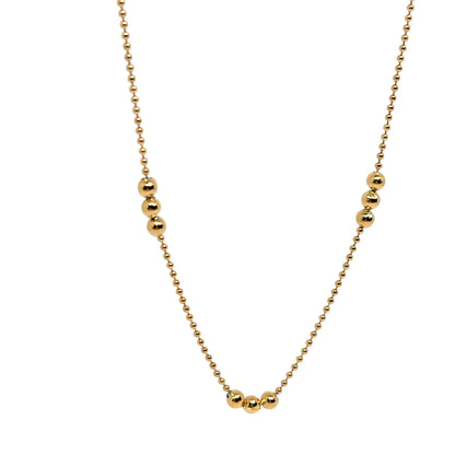 collier femme en acier inoxydable doré avec petites perles dorées sur chaîne ras-du-cou 42 +5,5 cm, bijou minimaliste discret et élégant à porter au quotidien 