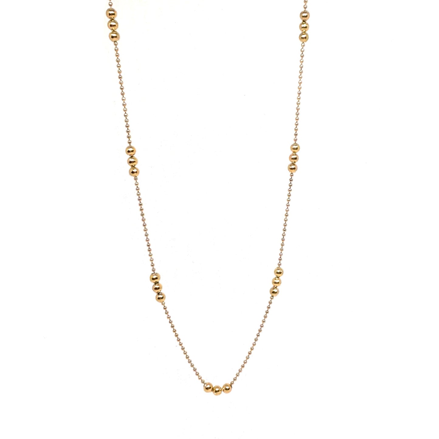 collier femme en acier inoxydable doré avec petites perles dorées sur chaîne ras-du-cou 42 +5,5 cm, bijou minimaliste discret et élégant à porter au quotidien 