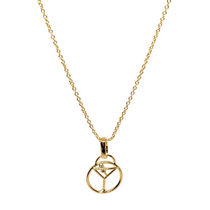 collier femme en plaqué or avec pendentif en forme de verre à cocktail serti de zircons étincelants, chaîne fine 40 +5 cm, bijou original et festif à offrir
