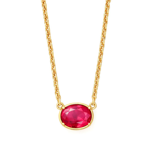 collier femme en plaqué or avec pierre rouge ovale facettée sertie sur chaîne torsadée dorée ajustable 45 à 55 cm, bijou chic et expressif symbole de passion et d’élégance