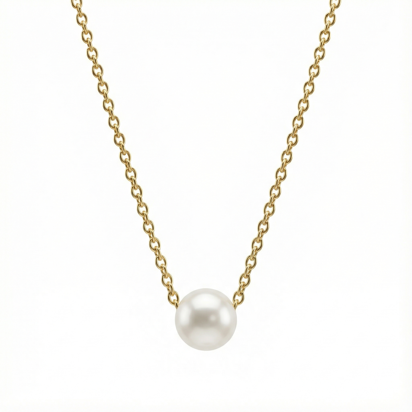 Collier fin doré avec perle centrale de 7 mm
