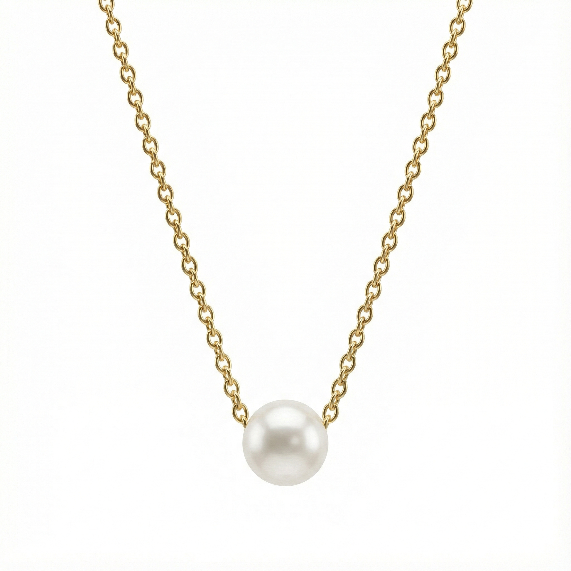 Collier fin doré avec perle centrale de 7 mm